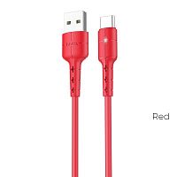 Кабель USB - Type-C HOCO X30 Star, 1.2м, круглый, 3.0A, силикон, цвет: красный (1/30/300) (6957531091189)