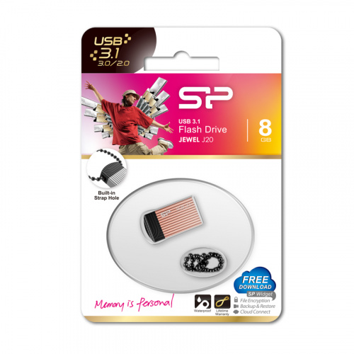 Флеш-накопитель USB 3.1  8GB  Silicon Power  Jewel J20  розовый (SP008GBUF3J20V1P) фото 11