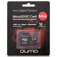 MicroSD  64GB  Qumo Class 10  UHS-I + SD адаптер