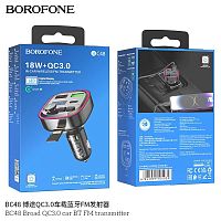 FM-трансмиттер Borofone BC48 Broad, Bluetooth, 2 USB, Type-C, пластик, кнопка ответа, TF, QC3.0, дисплей, цвет: чёрный (1/131) (6941991104039)