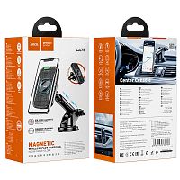 Держатель автомобильный HOCO,CA75, Magnetic, для смартфона, пластик, воздуховод, цвет: чёрный