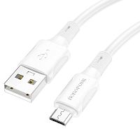 Кабель USB - микро USB Borofone BX80, 1.0м, круглый, 2.4A, силикон, цвет: белый (1/33/330)