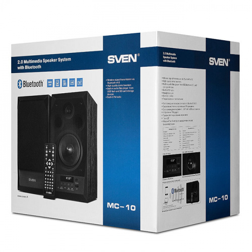 Акустическая система 2.0 SVEN MC-10, чёрный, мощность 2x25Вт (RMS), FM-тюнер, USB/microSD, дисплей, пульт ДУ, Bluetooth  (1/2) (SV-014018) фото 6
