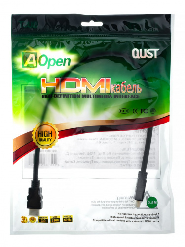 Кабель HDMI 19M/M ver 2.0, 0.5М  Aopen/Qust <ACG711-0.5M> (1/100) фото 3