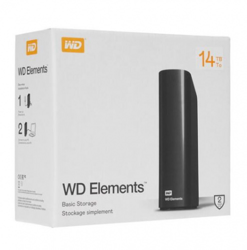 Внешний HDD  WD 14 TB  Elements Desktop чёрный, 3.5", USB 3.0 (WDBWLG0140HBK-EESN)