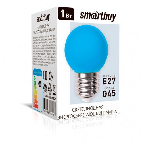 Лампа светодиодная SMARTBUY BLUE G45-01W/E27 (SBL-G45B-01-E27) (10/100)