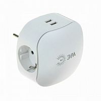 Блок-разветвитель ЭРА SP-3e-USB-2A на 3 гнезда + 2 USB с заземлением со шторками 16А белый (1/6/36) (Б0015243)