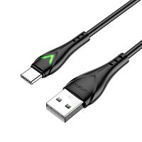Кабель USB - Type-C Borofone BX65 Bright, 1.0м, круглый, 2.0A, силикон, подсветка, цвет: чёрный (1/360)