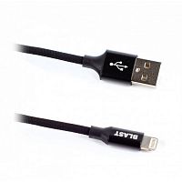 Зарядный USB Дата-кабель BMC-214 черный (1,2м) Lightning,  текстиль оплетка, металл. корпус штекеров, в коробке
