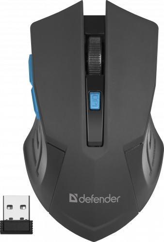 Беспроводная мышь DEFENDER Accura MM-275, 6 кнопок, 800-1600 dpi, USB, синий (1/40) (52275) фото 2