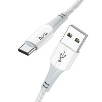 Кабель USB - Type-C HOCO X70 Ferry, 1.0м, круглый, 3,0А, нейлон, цвет: белый (1/31/310) (6931474760487)