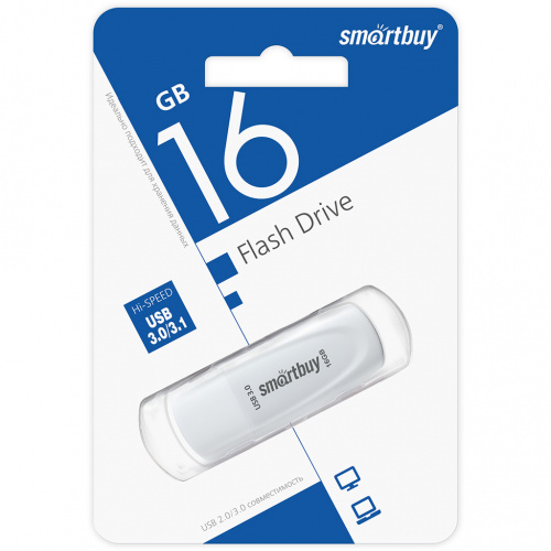 Флеш-накопитель USB 3.1  16GB  Smart Buy  Scout  белый (SB016GB3SCW)