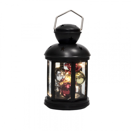 Фонарь декоративный NEON-NIGHT с шариками 12х12х20,6 см, черный корпус, ТЕПЛЫЙ БЕЛЫЙ цвет свечения (1/12) фото 3