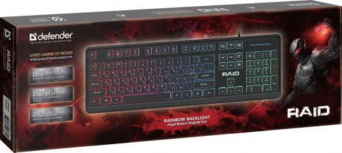 Клавиатура игровая DEFENDER Raid GK-778DL RU, Rainbow,104 кнопки, черный (1/20) (45778) фото 4
