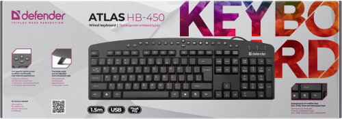 Клавиатура Defender Atlas HB-450 RU, USB, мультимедиа 124 кн., проводная, черный (1/40) (45450) фото 7