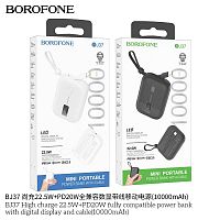 Мобильный аккумулятор Аккумулятор внешний Borofone BJ37 High, 10000mAh, PD20Вт, пластик,  кабель 8 pin , кабель Type-C, 3.0A, цвет: чёрный (1/48) (6941991105388)