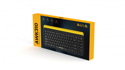 Клавиатура беспроводная AULA AWK310, Bluetooth ,бат.AAA*2,Кол-во кл:86, черная/желтый (1/20) (80002907) фото 2