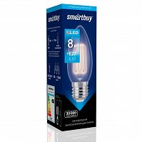 Лампа светодиодная SMARTBUY филамент Свеча C37 8Вт 6000К E27 (SBL-C37F-8-60K-E27) (1/100)