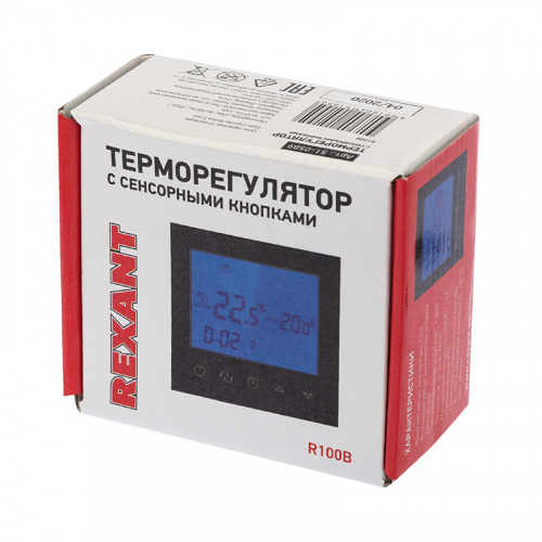 Терморегулятор с автоматическим программированием и сенсорными кнопками R100B (черный) REXANT (1/100) фото 4