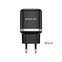 Блок питания сетевой 1 USB Borofone BA36A, Hight Speed, пластик, QC3.0, цвет: чёрный (1/65/260) (6931474715968)