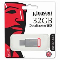 USB 3.0  32GB  Kingston Data Traveler 50  металл/красный
