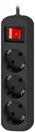 Удлинитель DEFENDER G318 3 розетки, ПВС 3*1,0 мм2, мощность 2200 Вт, ток 10А, черный, с/з, выключатель, 1,8 м (1/45) (99333) фото 3