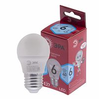 Лампа светодиодная ЭРА RED LINE LED P45-6W-840-E27 R E27 / Е27 6Вт шар нейтральный белый свет (1/100) (Б0049644)