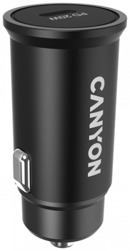 Автомобильный адаптер Canyon PD 20W, поддержка быстрой зарядки iPhone12/13, чёрный (1/90) (CNS-CCA20B)