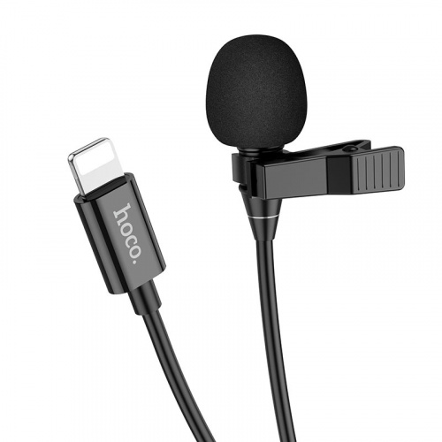 Микрофон петличный HOCO L14, Lavalier, пластик, кабель 8 pin, цвет: чёрный (1/20) (6931474761149)