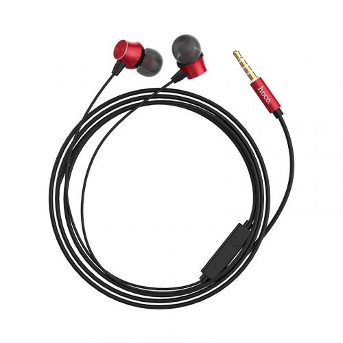 Наушники внутриканальные HOCO M51 Proper sound, микрофон, кнопка ответа, кабель 1.2м, цвет: красный (1/21/210) (6957531092285) фото 2
