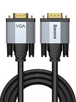 Кабель VGA - VGA Baseus, CAKSX-U0G, Enjoyment series, 2.0м, круглый, силикон, цвет: темно-серый
