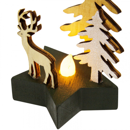 Фигурка деревянная NEON-NIGHT с подсветкой "Олень в лесу" 9*8*10 см (1/96) (504-042) фото 4
