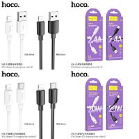 Кабель USB - 8 pin HOCO X96 Hyper, 0,25м, 2.4А, цвет: чёрный (1/31/310) (6942007609388)