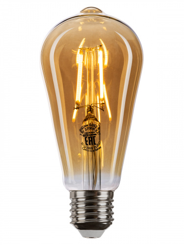 Лампа светодиодная TDM «Винтаж» золотистая ST64, 7 Вт, 230 В, 2700 К, E27 (конус) (1/100) фото 4