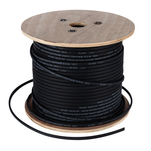 Саморегулируемый греющий кабель, экранированный, 40КНС 2ЛТГ-ЭЛ 65/85, UV (40 Вт/1 м), 200 м REXANT (200/200) (51-0253)