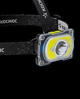 Фонарь КОСМОС светодиодный KOC507Lit налобный аккум 3Вт +5Вт COB/Li-ion 18650 1200mAh/ABS-пл/индикатор/USB type C (1/100)