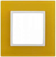Рамка ЭРА, серии ЭРА Elegance, скрытой установки, на 1 пост, стекло, жёлтый+бел