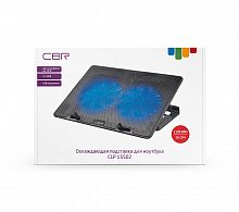 Подставка для ноутбука CBR CLP 15502, до 15,6", 355x255x30 мм, с охлаждением, 2xUSB, вентиляторы 2х125 мм, 50 CFM, LED-подсветка, металл/пластик (1/2)