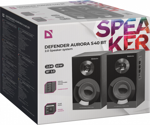 Акустическая система DEFENDER 2.0 Aurora S40 BT, черный, 40Вт, bluetooth, 220В (1/4) (65240) фото 8