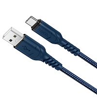 Кабель USB - Type-C HOCO X59 Victory, 1.0м, круглый, 3,0А, ткань, цвет: синий (1/30/300) (6931474744944)
