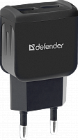 Адаптер сетевой Defender EPA-13, черный, 2xUSB, 5V/2.1А, пакет (1/50/200) (83840)