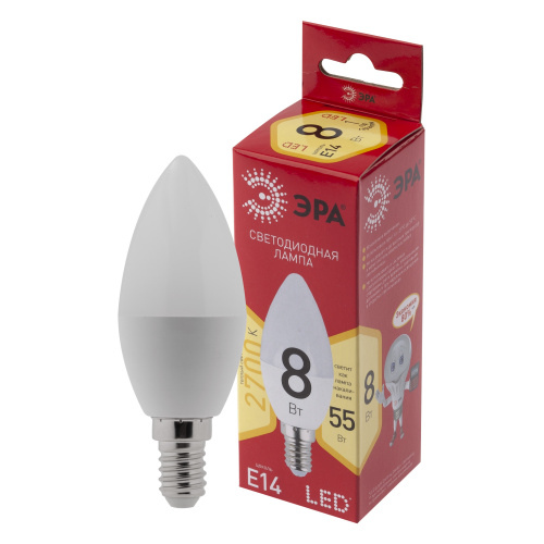 Лампа светодиодная ЭРА RED LINE LED B35-8W-827-E14 R Е14 / E14 8 Вт свеча теплый белый свет (10/100/3500) (Б0050694) фото 3