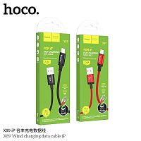 Кабель USB - 8 pin HOCO X89 Wind, 1.0м, 2.4A, ткань, цвет: чёрный (1/420) (6931474784322)