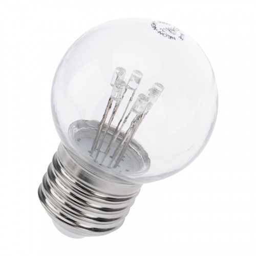 Лампа шар NEON-NIGHT Е27 6 LED Ø45мм - синяя, прозрачная колба, эффект лампы накаливания (1/100)