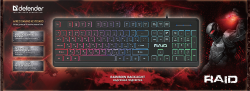 Клавиатура игровая DEFENDER Raid GK-778DL RU, Rainbow,104 кнопки, черный (1/20) (45778) фото 5