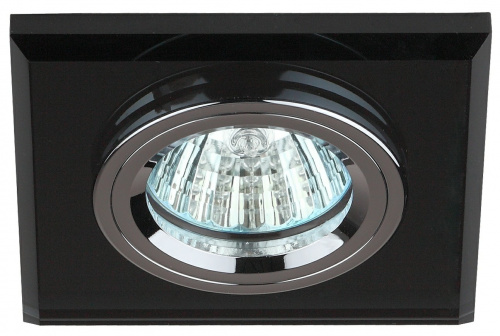 Светильник ЭРА MR16 DK8 CH/BK, декор стекло квадрат, 12V/220V, 50W, хром/черный (50/2100) фото 3