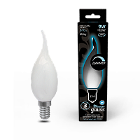 Лампа светодиодная GAUSS Filament Свеча на ветру 9W 610lm 4100К Е14 milky диммируемая 1/10/50 (104201209-D)