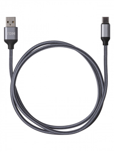 Дата-кабель TDM ДК 11, USB - USB Type-C, 1 м, тканевая оплетка, серый, (1/200) (SQ1810-0311) фото 4