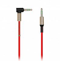 AUX кабель 3.5-3.5 мм (M-M), 1 м, красный, с Г-образным наконечником, (A-35-35-fold red)/100