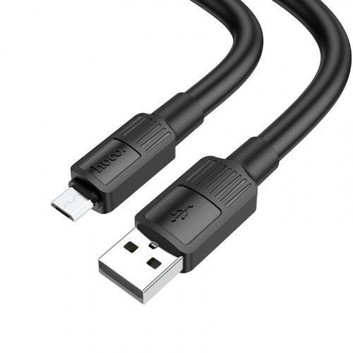 Кабель USB - микро USB HOCO X84 Solid, 1.0м, круглый, 2.4A, силикон, цвет: чёрный (1/33/330) (6931474770981)